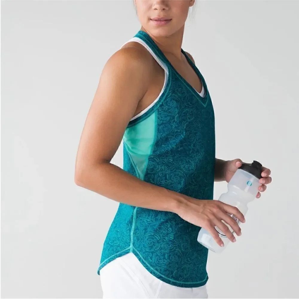 Lululemon Fast Lane Singlet Foli Manifesto Teal size small